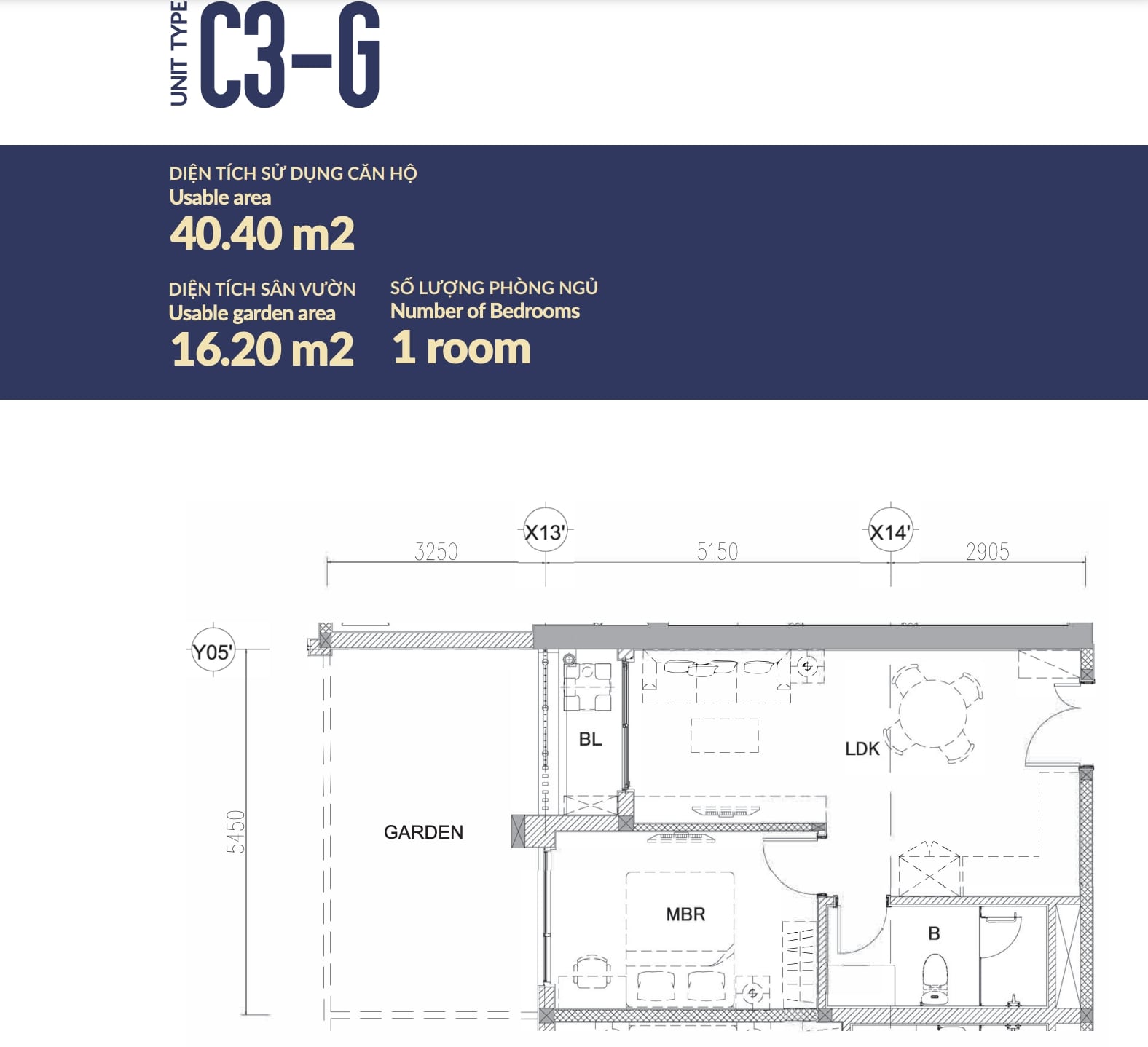 Bản vẽ của căn hộ C3-G tại chung cư The Minato Residence Hải Phòng